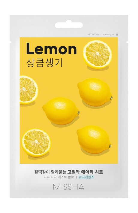Осветляющая тканевая маска для лица с экстрактом лимона Airy Fit Sheet Mask Lemon 19г MISSHA фото 1