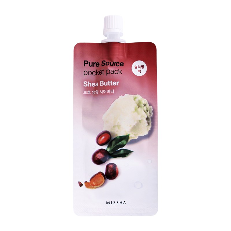 Питательная ночная маска с маслом ши Pure Source Pocket Pack Shea Butter 10мл MISSHA фото 1