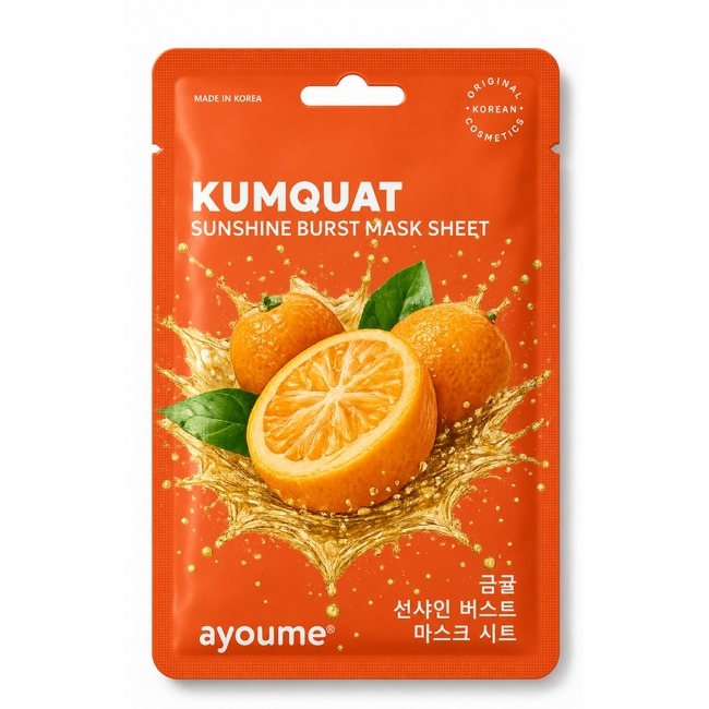 Тканевая маска с экстрактом кумквата Kumquat Sunshine Burst Mask Sheet 23 мл AYOUME фото 1