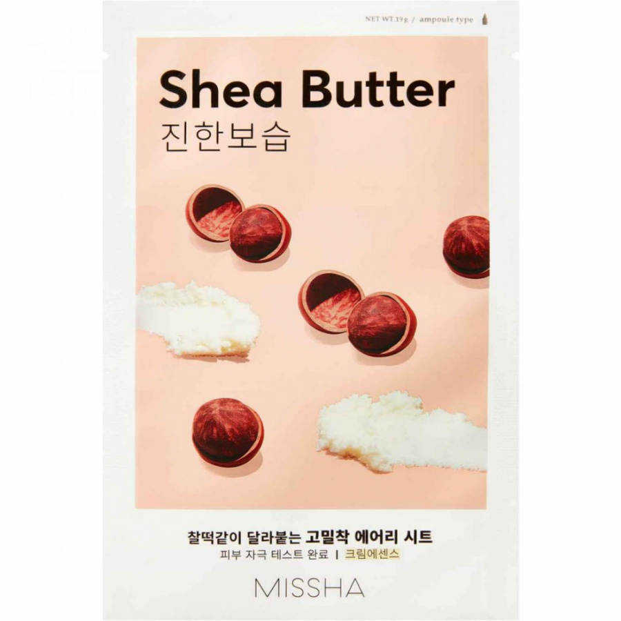 Питательная тканевая маска для лица с маслом ши Airy Fit Sheet Mask Shea Butter 19г MISSHA фото 1