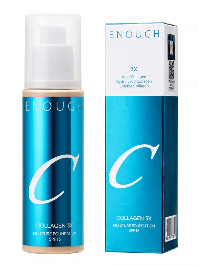 Увлажняющий тональный крем с коллагеном тон 10 Collagen 3X Moisture Foundation SPF15 100мл ENOUGH фото 1
