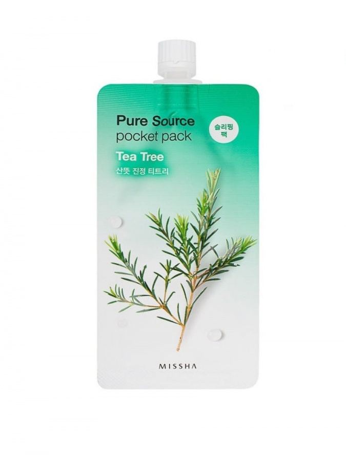 Противосполительная ночная маска с чайным деревом Pure Source Pocket Pack Tea Tree 10мл MISSHA фото 1