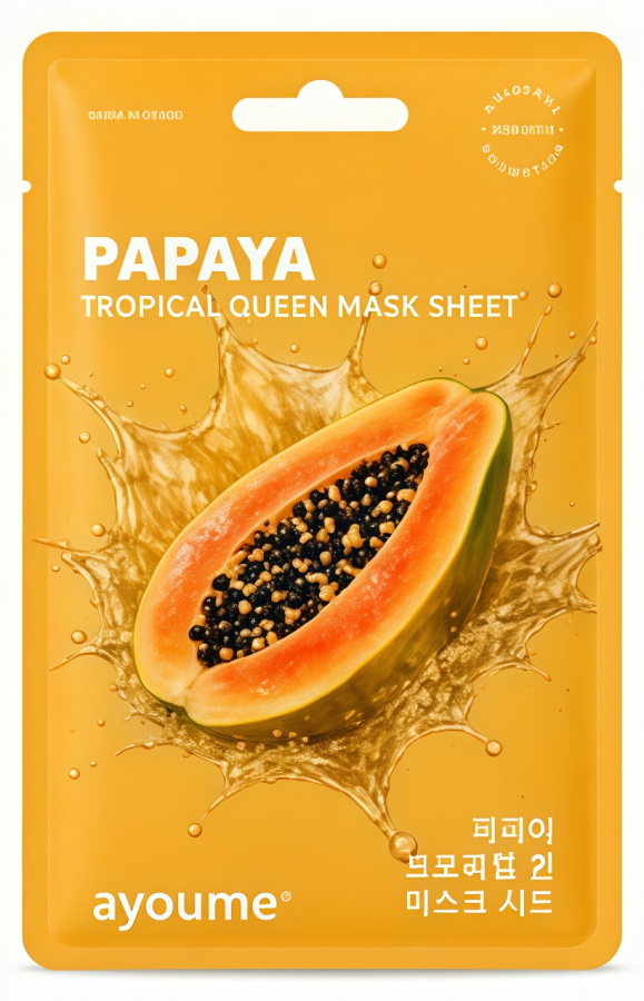 Тканевая маска с экстрактом папайи для обновления кожи Papaya Tropical Queen Mask Sheet 23мл AYOUME фото 1