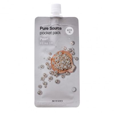 Ночная осветляющая маска с жемчугом Pure Source Pocket Pack Pearl 10мл MISSHA фото 1