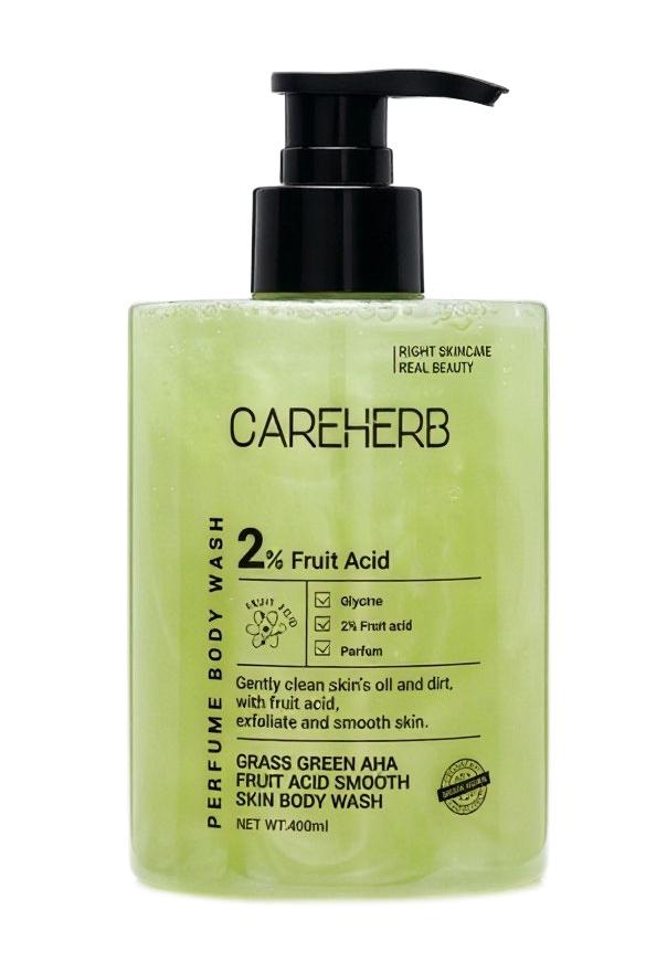 Гель для душа с AHA кислотами Grass Green AHA Fruit Acid Sooth Skin Body Wash 400 мл CAREHERB фото 1