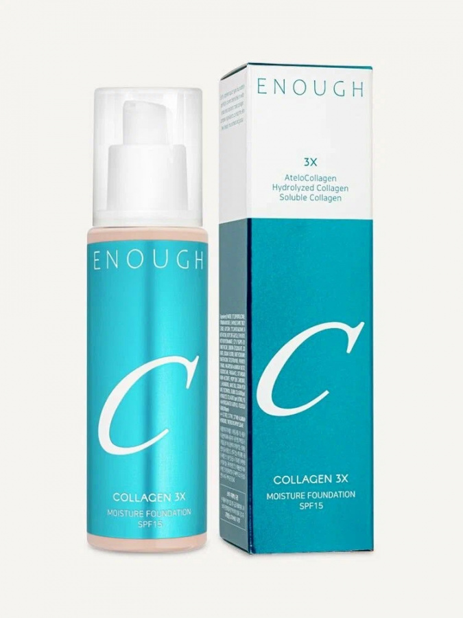 Увлажняющий тональный крем с коллагеном тон 25 Collagen 3X Moisture Foundation SPF15 100мл ENOUGH фото 1