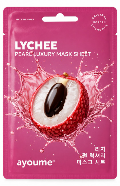 Тканевая маска с экстрактом личи для сужения пор Lychee Pearl Luxury Mask Sheet 23мл AYOUME фото 1
