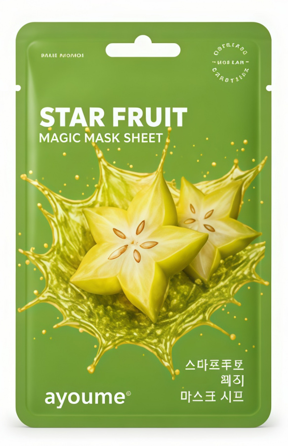 Тканевая маска с карамболой для сияния кожи Star Fruit Magic Mask Sheet 23мл AYOUME фото 1