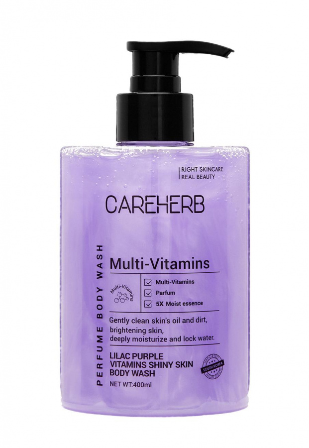 Гель для душа с лавандой и витаминами Lilac Purple Vitamins Shiny Skin Body Wash 400мл CAREHERB фото 1