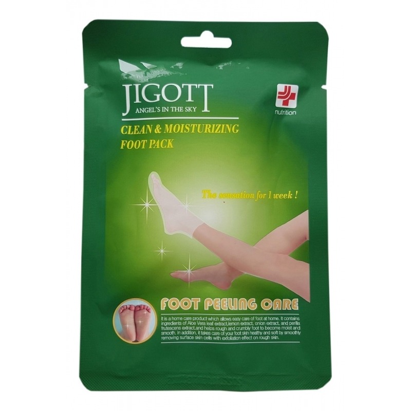 Маска-носочки для ног отшелушивающая увлажняющая Clean & Moisturizing Foot Pack 15 мл JIGOTT фото 1